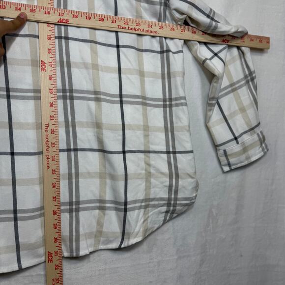 NEW Jach's Girlfriend 3XL Plus Soft Flannel Shirt Checkered Gray Pockets Comfy - Picture 9 of 12